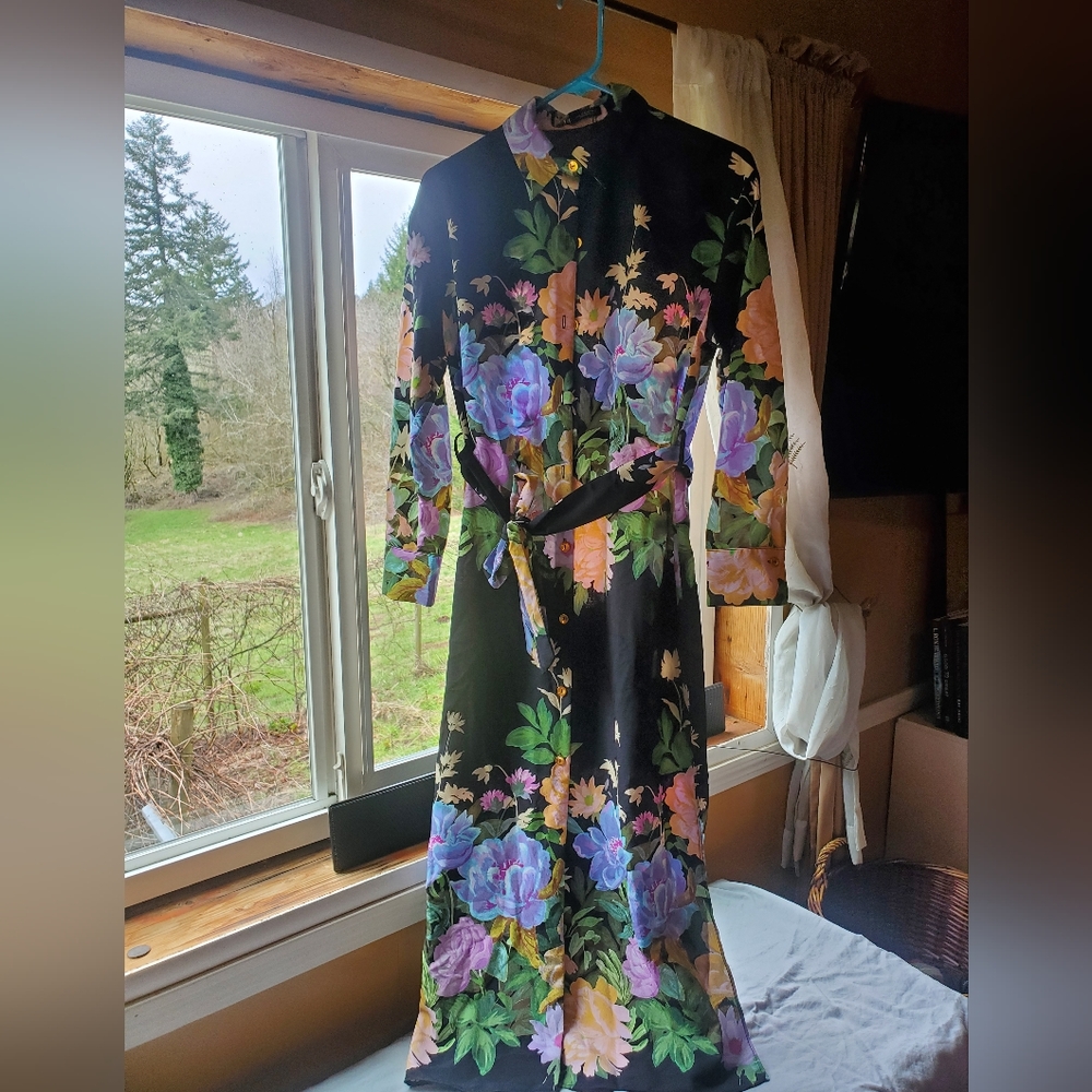 Zara women's floral print, belted shirt dress